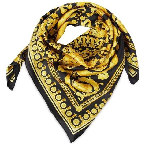 site polyvore.com versace women's plain silk scarf|versace scarf.